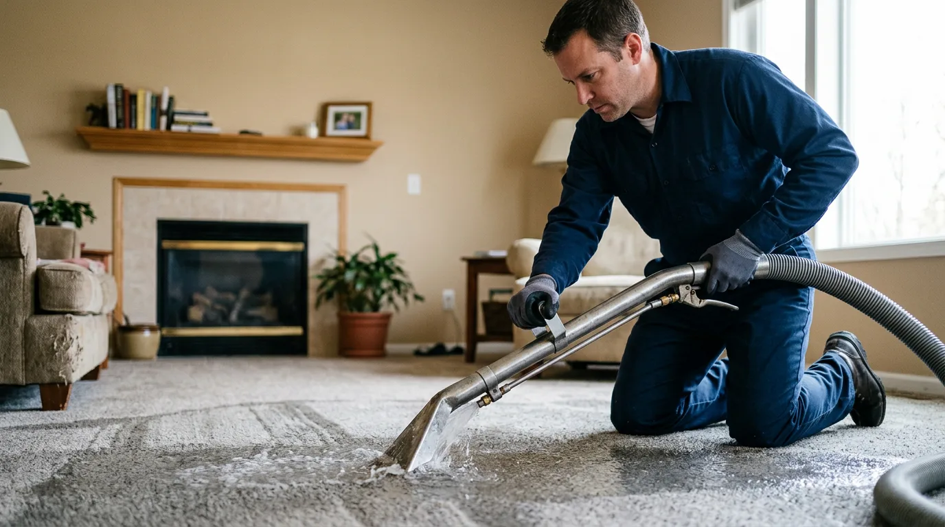 Water damage restoration technician working near Great Bend, NY